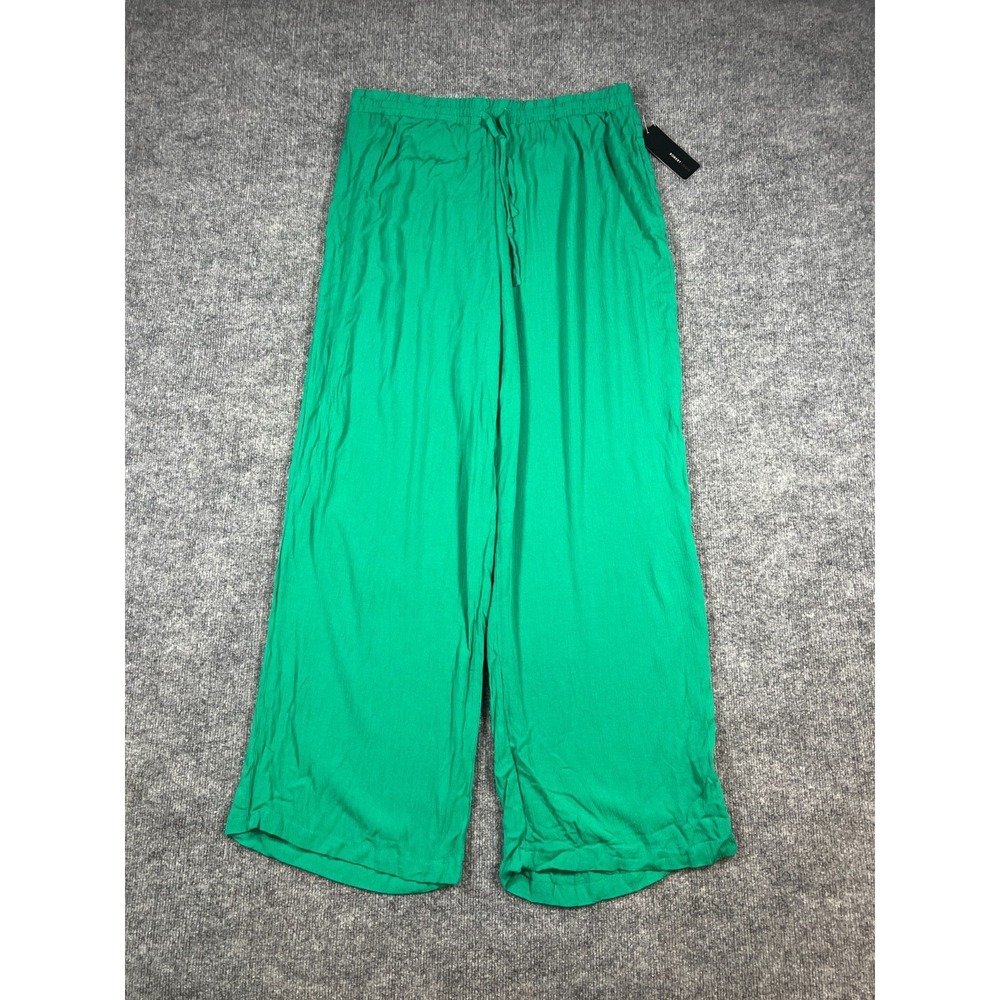 Robert Louis Palazzo Pants Womens XL Pepper Green Rayon Elastic Waist High Rise